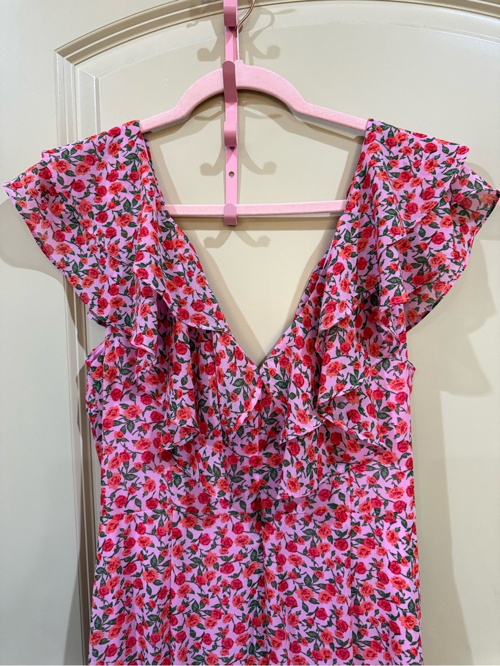 Wayf Pink Floral Ruffle High-Low Dress - Picture 3 of 8